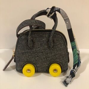 Adorable Mini Black Denim Bag Charm or Keychain on Wheels NWOT
